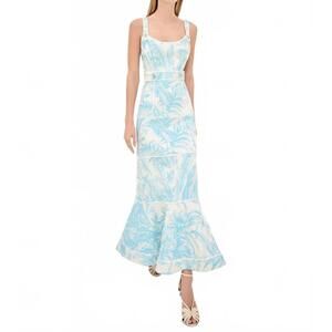 NEW ALEXIS kayleen paneled midi dress in blue